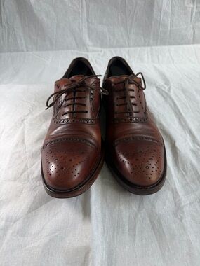 Magnanni Brown Leather Cap-Toe Brogue Oxfords